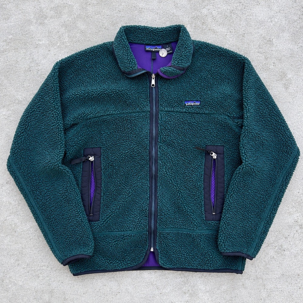 Patagonia Retro-X Fleece Jacket Large Green Purple Vintage 90s Made in USA Rare